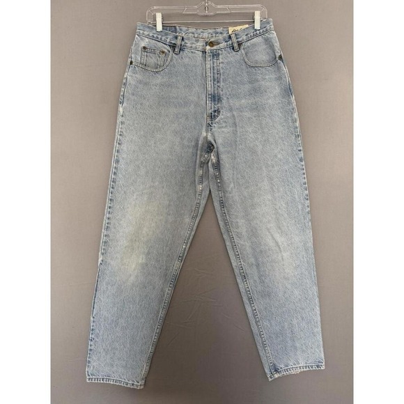 Eddie Bauer Taper Baggy Jeans Womens Size 14 Light Wash Faded Hiking Mom 90s Y2K - Picture 2 of 9